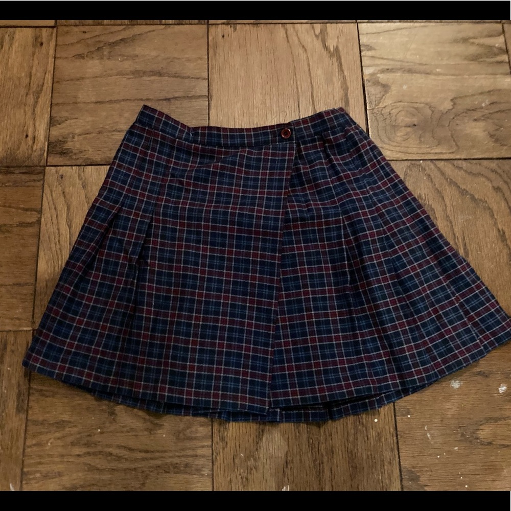 Mandees Brand Junior Vintage Plaid Mini Skirt